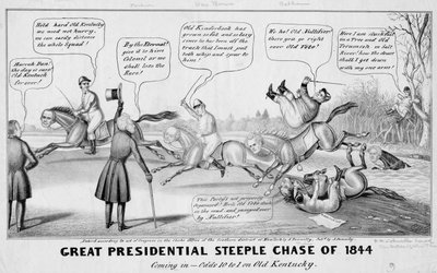 Great presidential steeple chase of 1844: coming in-- odds 10-1 on Old Kentucky, published by A Donnelly, New York, 1844 by Edward Williams Clay
